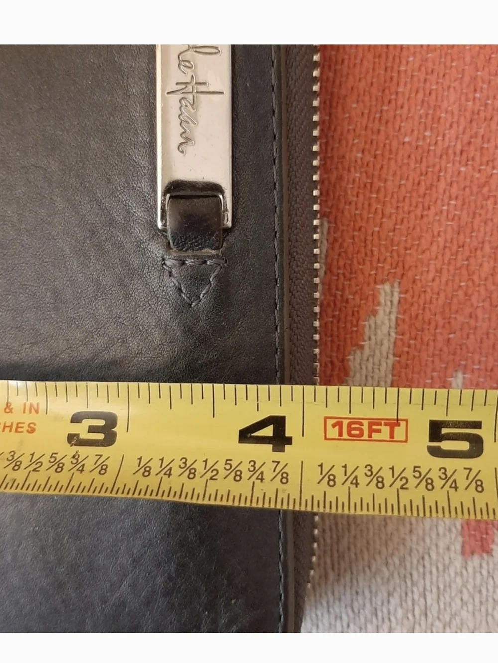 Cole Haan Leather Wallet Continental Wallet Clutch Grey Blue Zip Around
